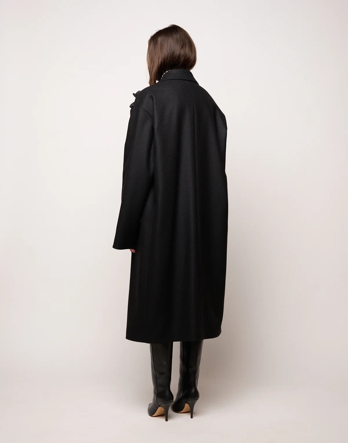 CAPPOTTO GENDERLESS DOPPIOPETTO CON TASCHE A FILETTONE NERO