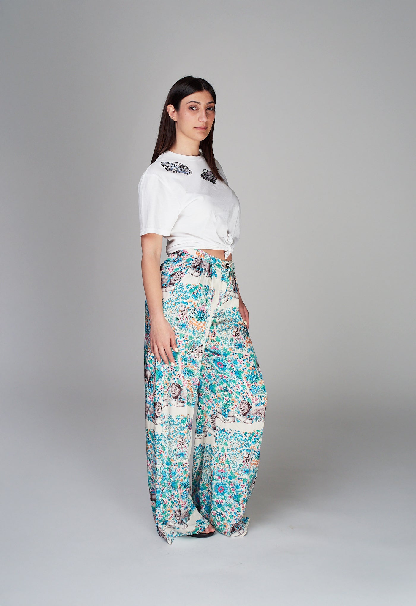 Pantalone 5 Progress botanic garden white
