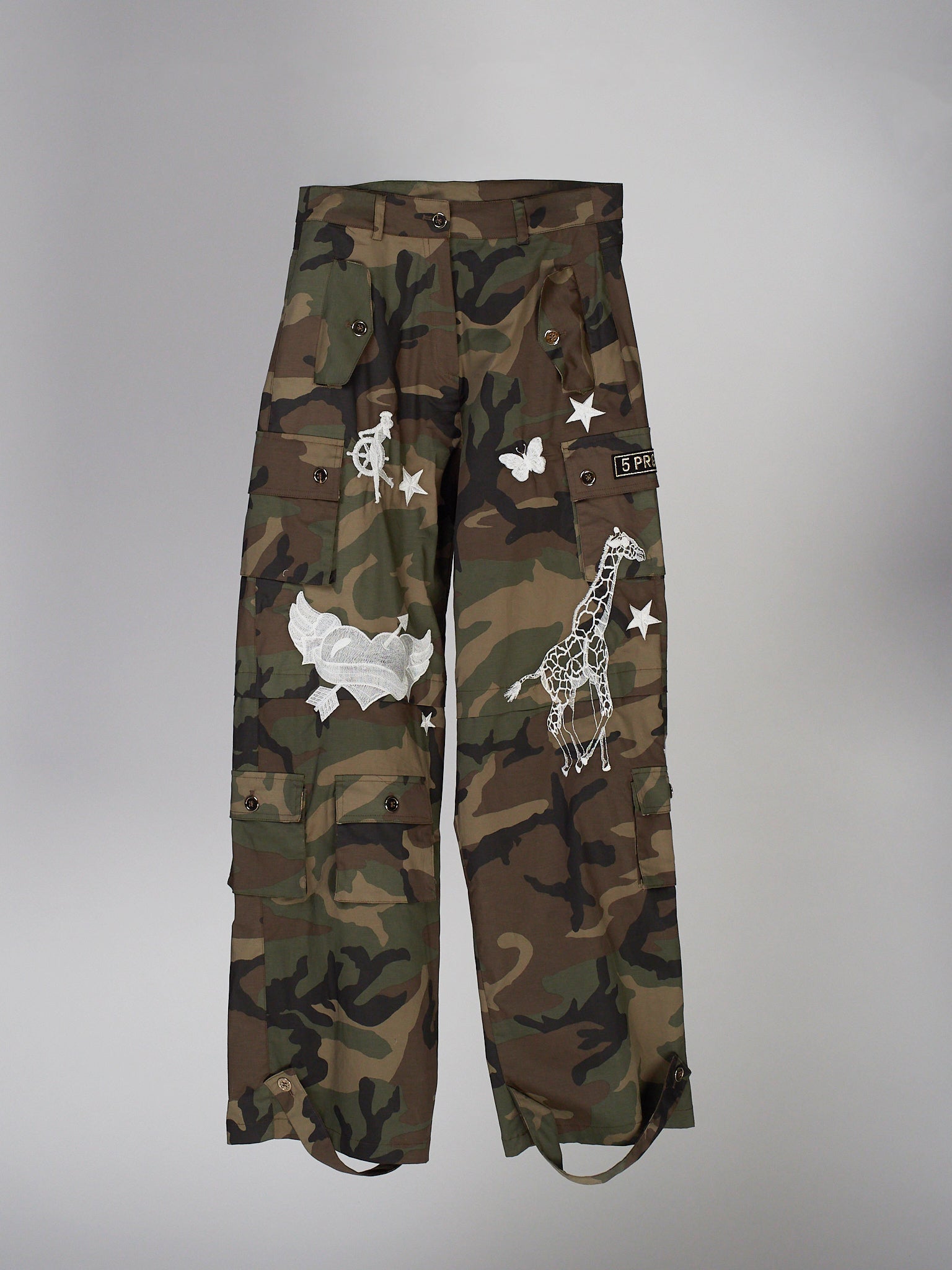Pantalone 5 Progress camouflage con ricami