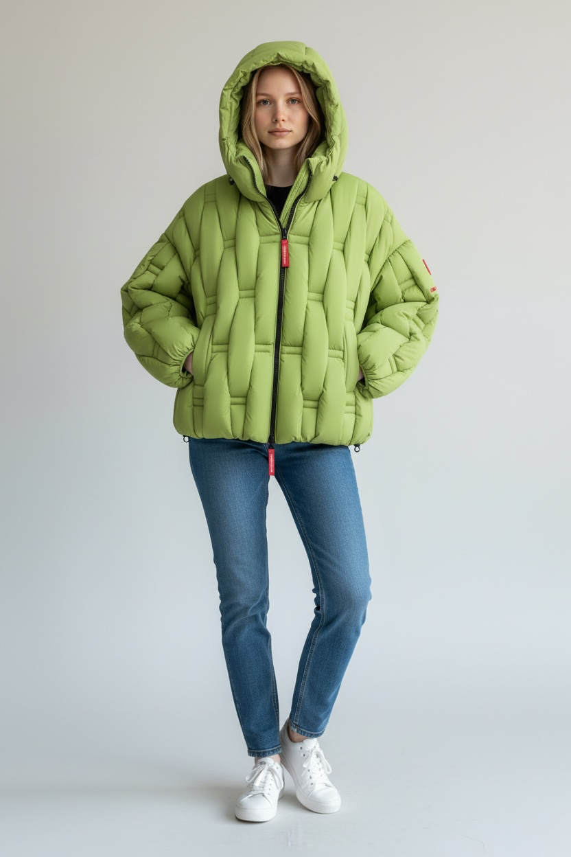 Piumino Verde intrecciato dichi