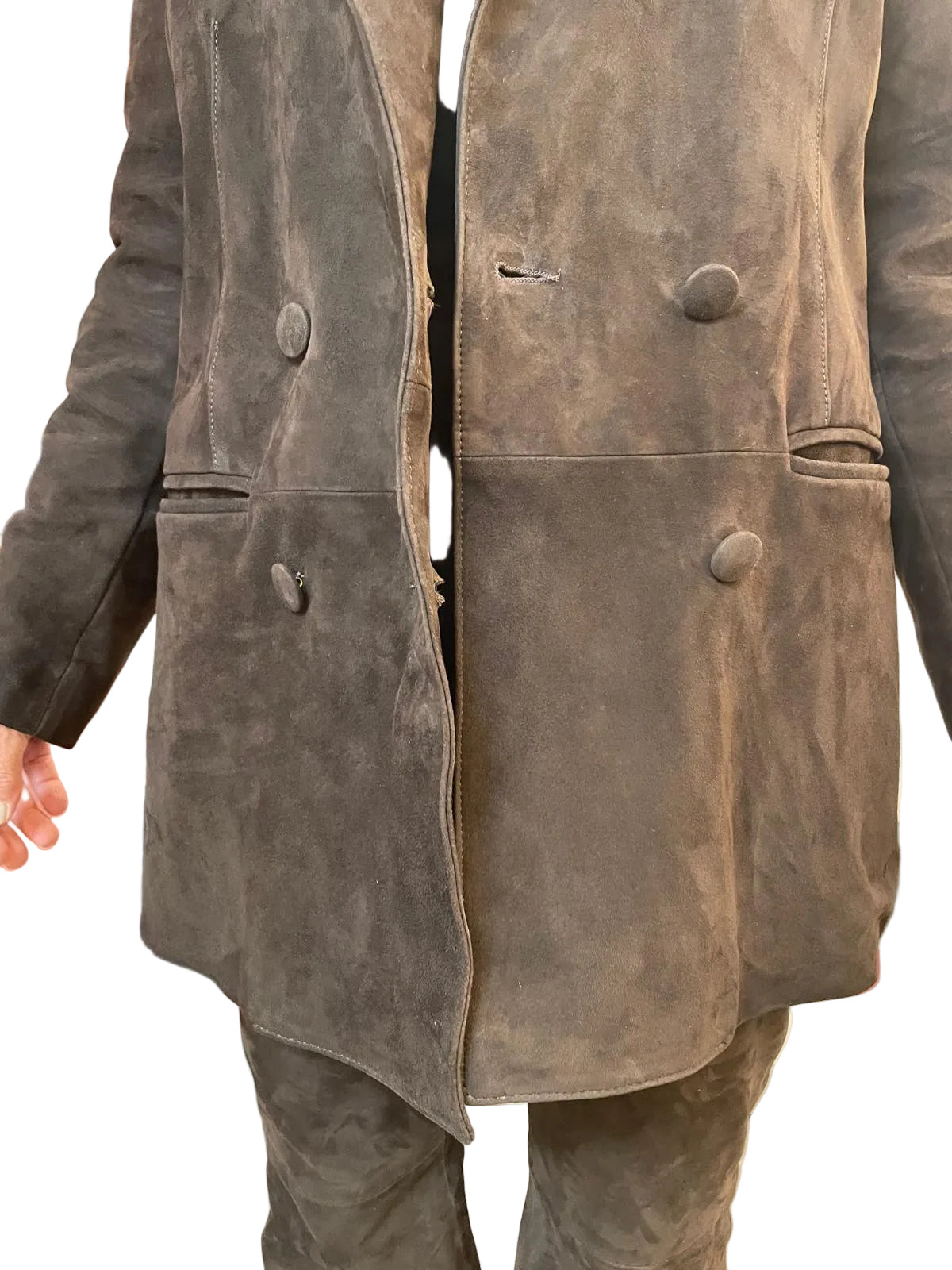 Giacca Methode doppio petto in Suede Marrone