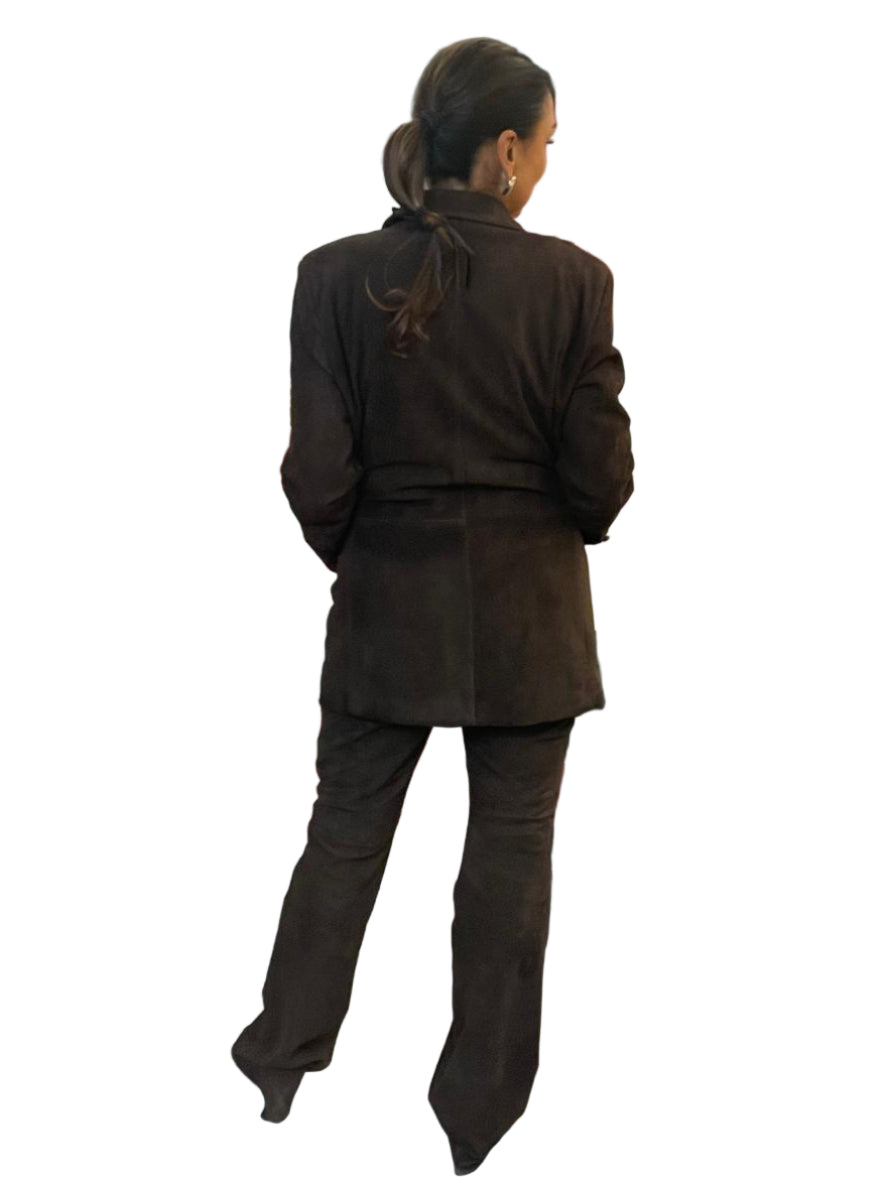 Giacca Methode doppio petto in Suede Marrone