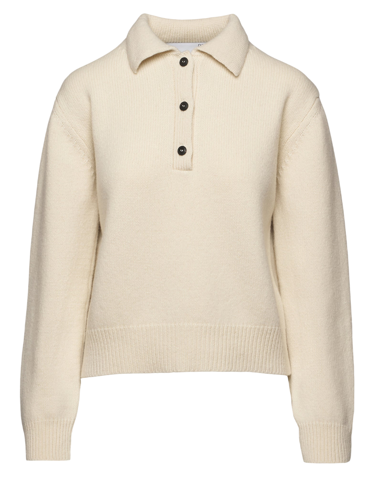MAGLIA POLO CROPPED IN LANA E CASHMERE PANNA