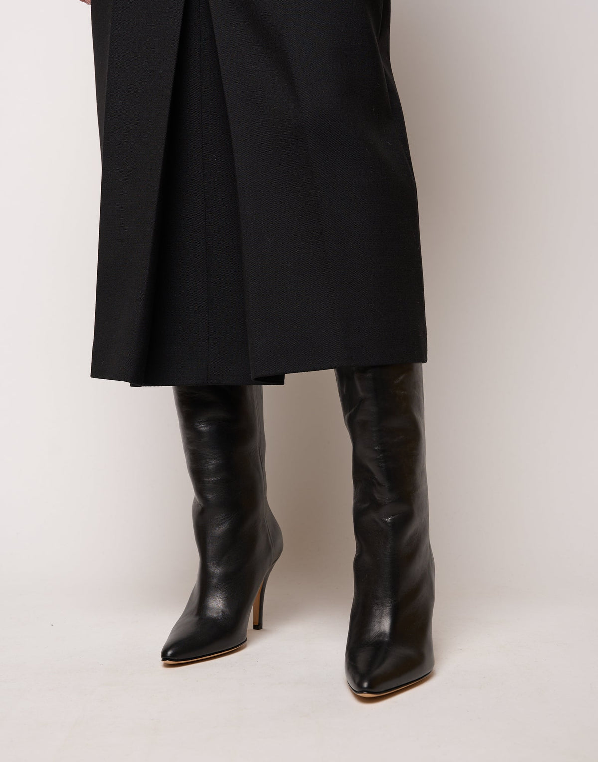 LONGUETTE CON SPACCO IN DOPPIO TWILL STRETCH NERO