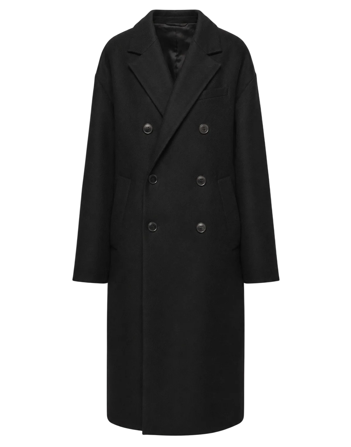 CAPPOTTO GENDERLESS DOPPIOPETTO CON TASCHE A FILETTONE NERO
