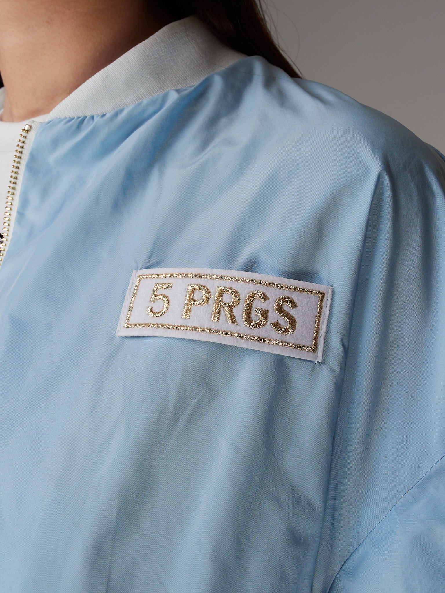 Bomber Blu Con Ricami 5 Progress