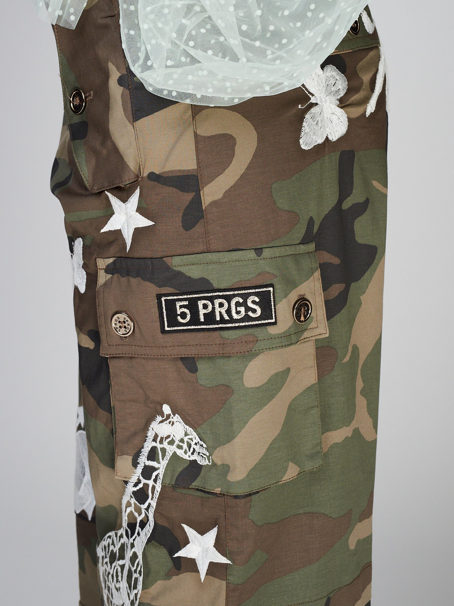 Pantalone 5 Progress camouflage con ricami