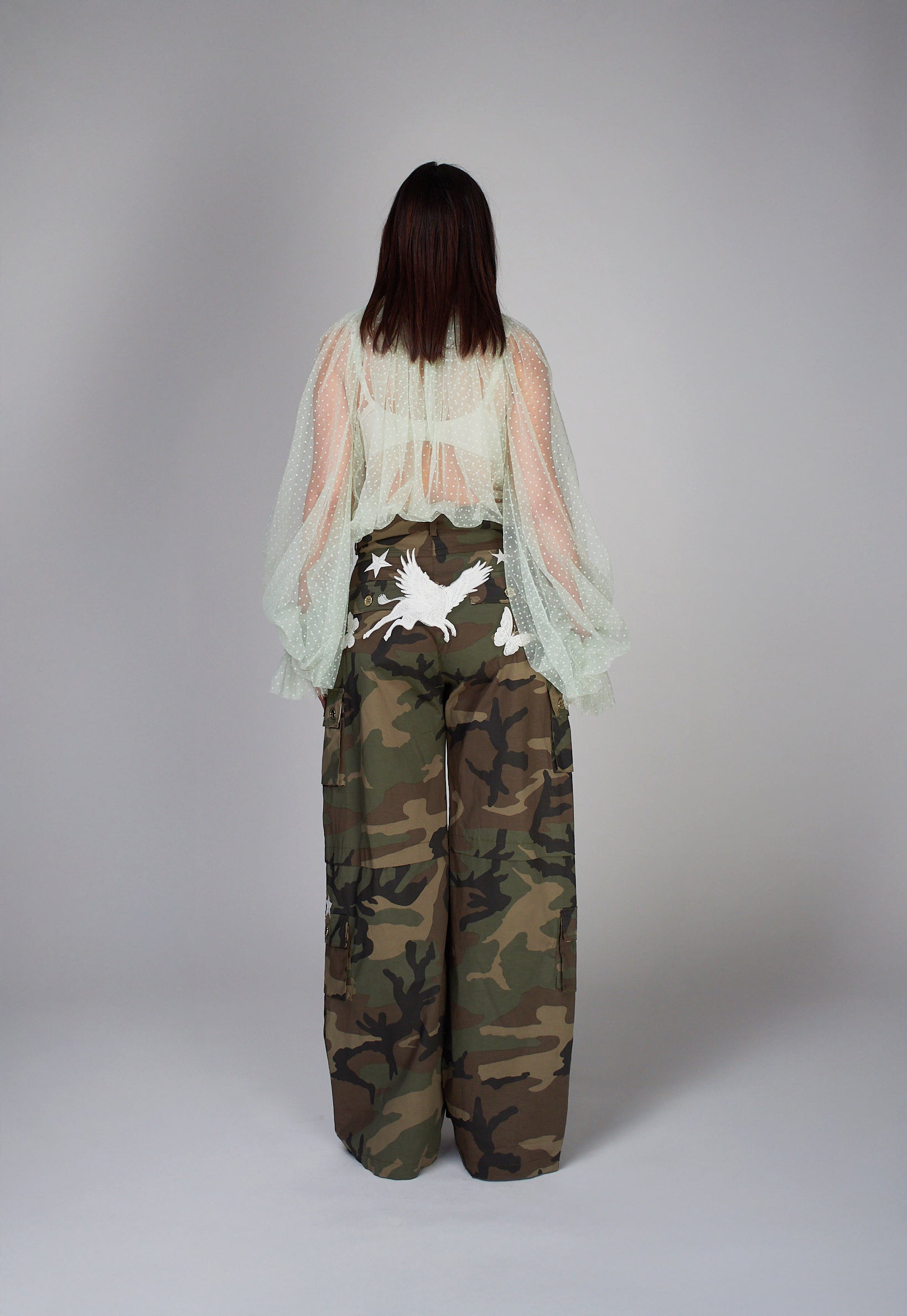 Pantalone 5 Progress camouflage con ricami