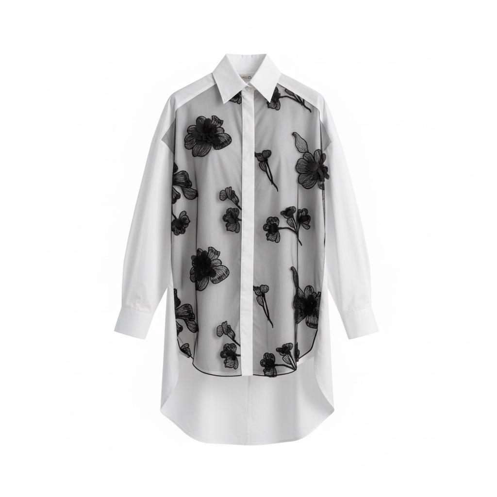 Camicia bianca con fiori Dahlo