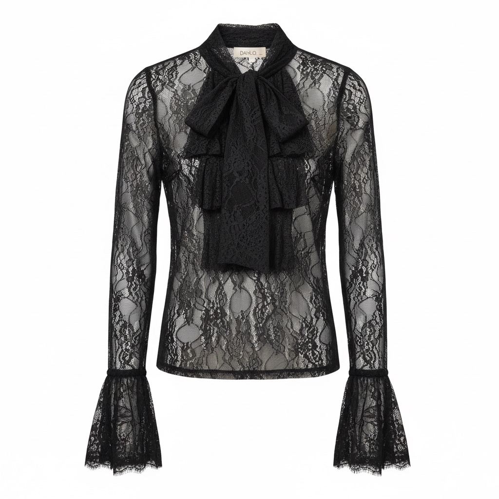 camicia in pizzo nera Dahlo