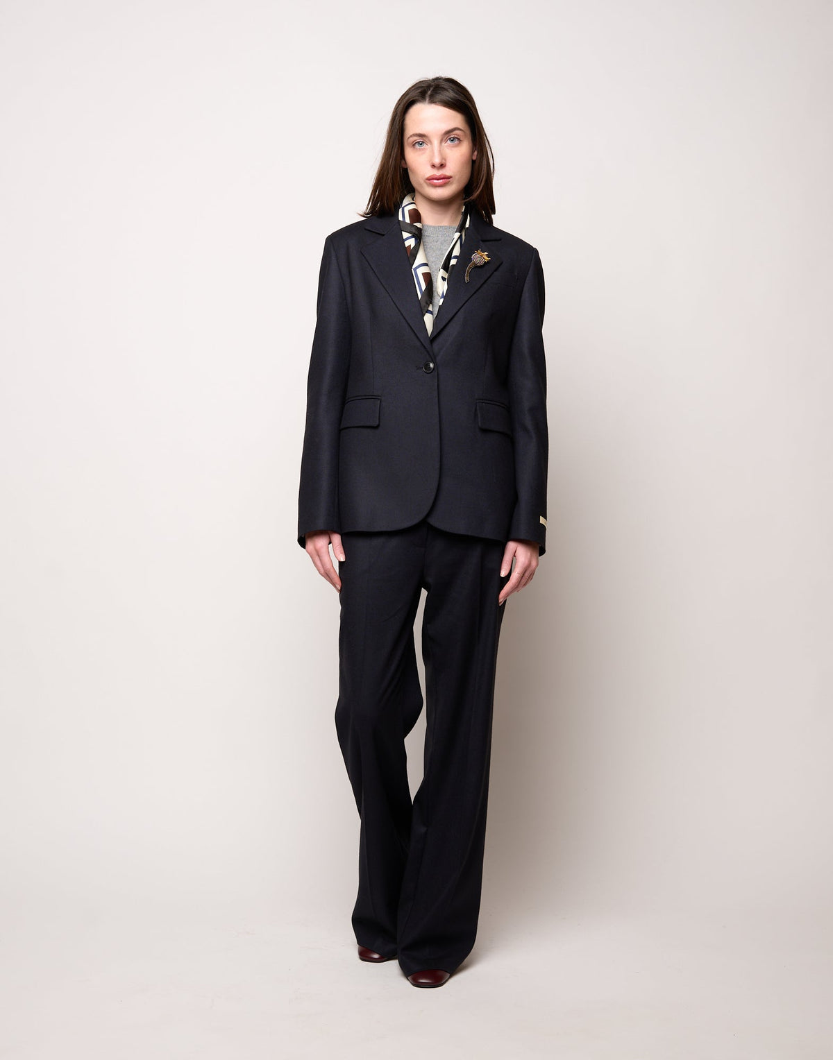 GIACCA MONOPETTO IN FLANELLA STRETCH BLU ABISSO