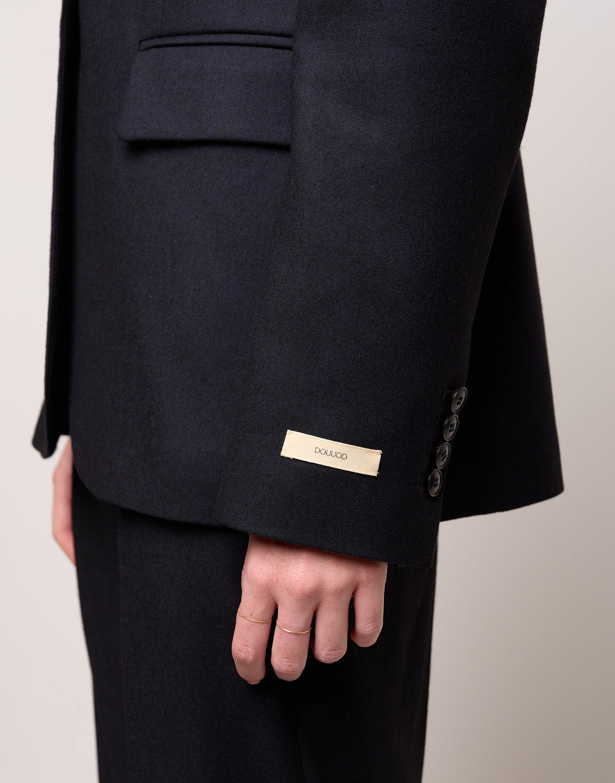 GIACCA MONOPETTO IN FLANELLA STRETCH BLU ABISSO