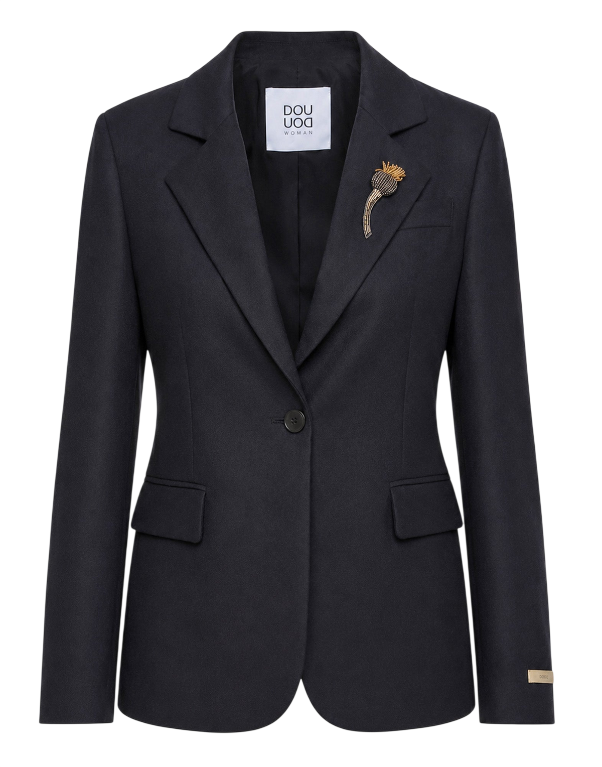 GIACCA MONOPETTO IN FLANELLA STRETCH BLU ABISSO