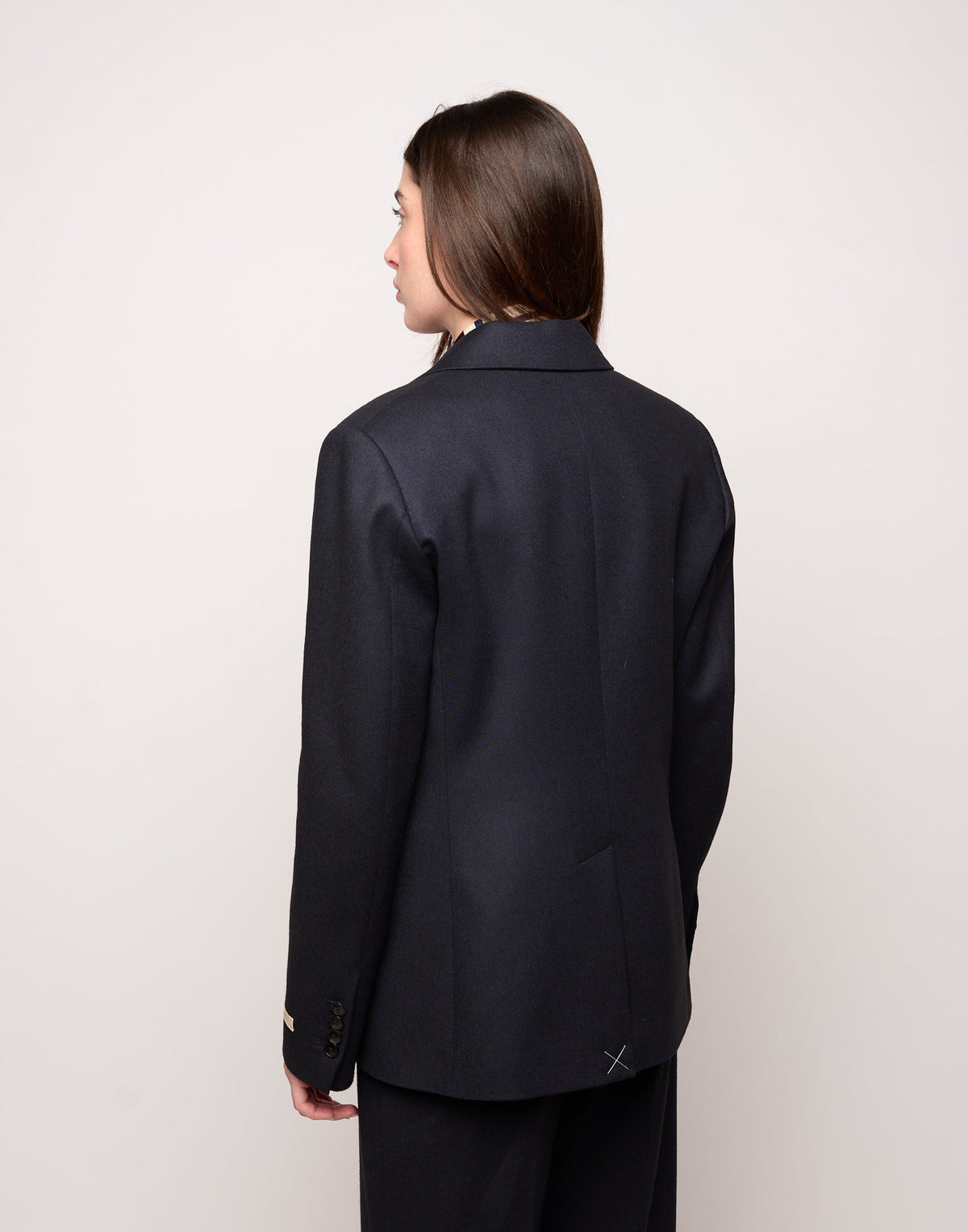 GIACCA MONOPETTO IN FLANELLA STRETCH BLU ABISSO